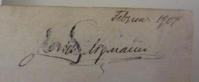III 92322 2.Ex.: Die tote Stadt : eine Tragödie (1901);G45 / 1125 (Seligmann, Erich), Von Hand: Autogramm, Name, Datum; 'Februar 1901
Erich Seligmann'. 