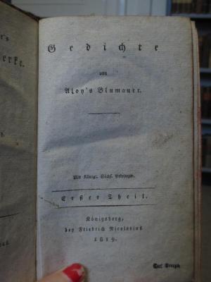 Cl 1037 4-7: Gedichte von Aloy's Blumauer (1819)