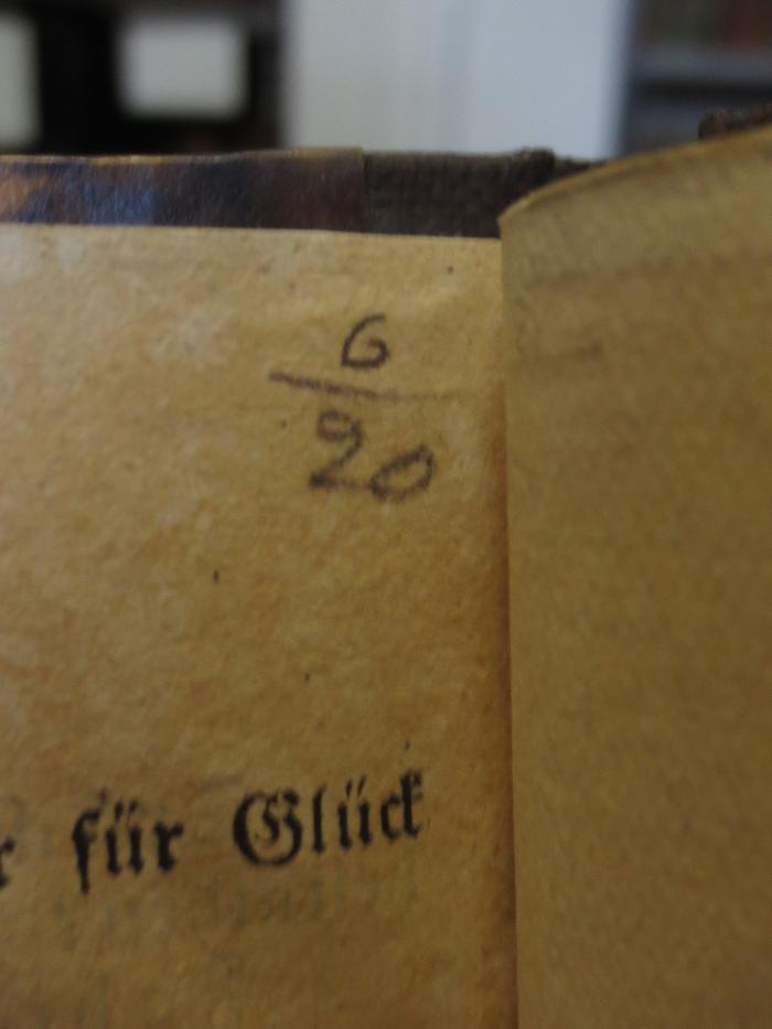 Cm 606: Der Escadron-Chirurg : oder die Diplomaten : Lustspiel in 2 Akten ([1839]);- (unbekannt), Von Hand: Nummer; '6/20'. 