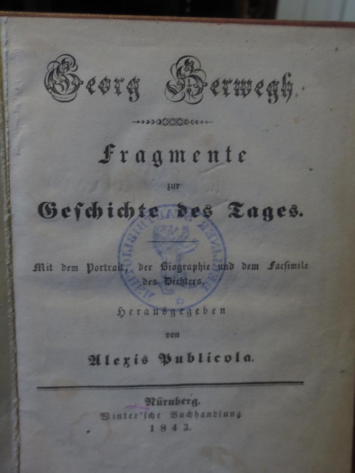 Cm 608: Fragmente zur Geschichte des Tages  (1843)