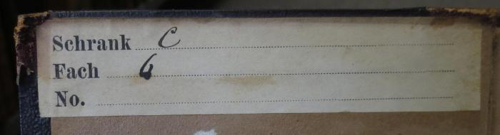 Cm 2950 2,3, 2. Ex.: Der Wärwolf : Vaterländischer Roman in drei Büchern : Drittes Buch - Kurfürstin Elisabeth und die weiße Frau (1848);- (unbekannt), Etikett: Notiz, Signatur; 'Schrank C
Fach 6
No.'. 