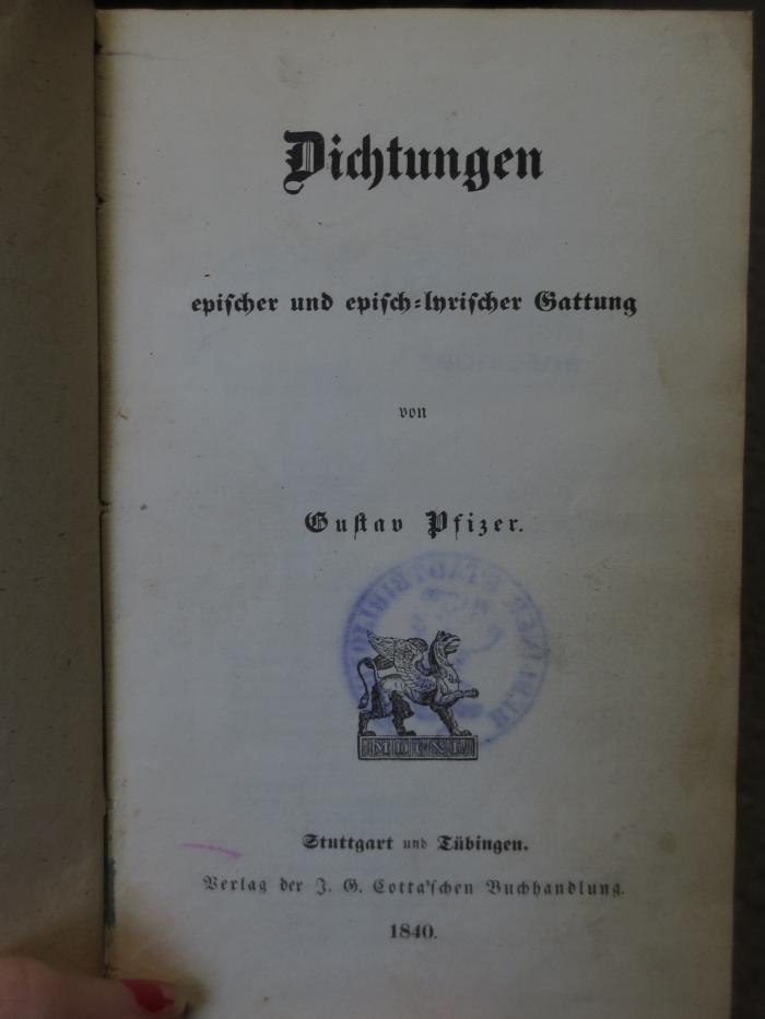 Cm 3923: Dichtungen epischer und episch-lyrischer Gattung (1840)