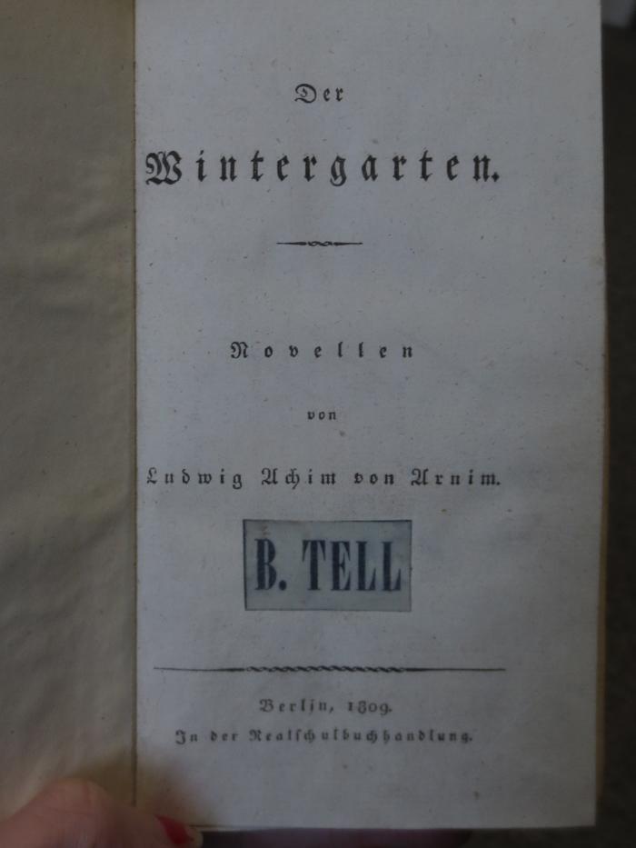 Cm 3264: Der Wintergarten : Novellen (1809)