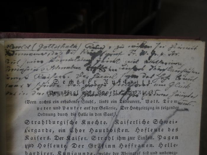 Cm 4266: Das Käthchen von Heilbronn : Großes romantisches Ritterschauspiel in fünf Aufzügen : Nebst einem Vorspiele in einem Aufzuge, genannt : Das heimliche Gericht (1834);- (unbekannt), Von Hand: Notiz. 