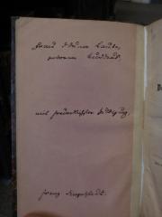 - (Dingelstedt, Franz von;Laube, Iduna), Von Hand: Autogramm, Name, Widmung; 'Frau Iduna Laube,
geboren Buddeus,
mit freundlichster Huldigung,
Franz Dingelstedt.'. 