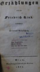 Cm 7580 3.4.: Erzählungen : von Friedrich Kind : Drittes Bändchen (1827)