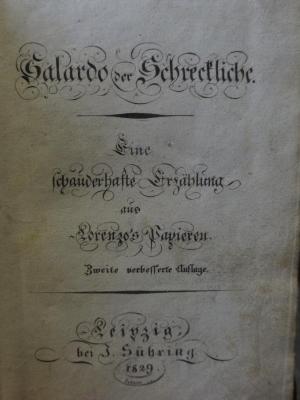 Cm 7652: Salardo der Schreckliche : Eine schauderhafte Erzählung aus Lorenzo's Papieren (1829)