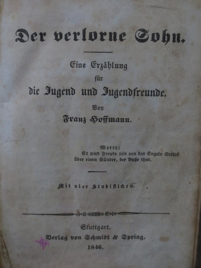 Cm 7925: Der verlorne Sohn : Eine Erzählung für die Jugend und Jugendfreunde (1846)