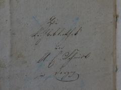 - (Schmidt, A. F.[?] (Leihbibliothek)), Von Hand: Name, Ortsangabe; 'Zur Leihbibliothek von A. F. Schmidt in [...]zig'. 