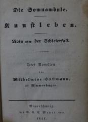 Cm 6114: Die Somnambule : Kunstleben : Liota oder der Schleierfall : Drei Novellen  (1841)