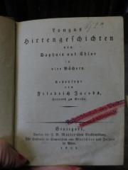 Cn 253: Longus Hirtengeschichten von Daphnis und Chloe : in vier Büchern (1832)