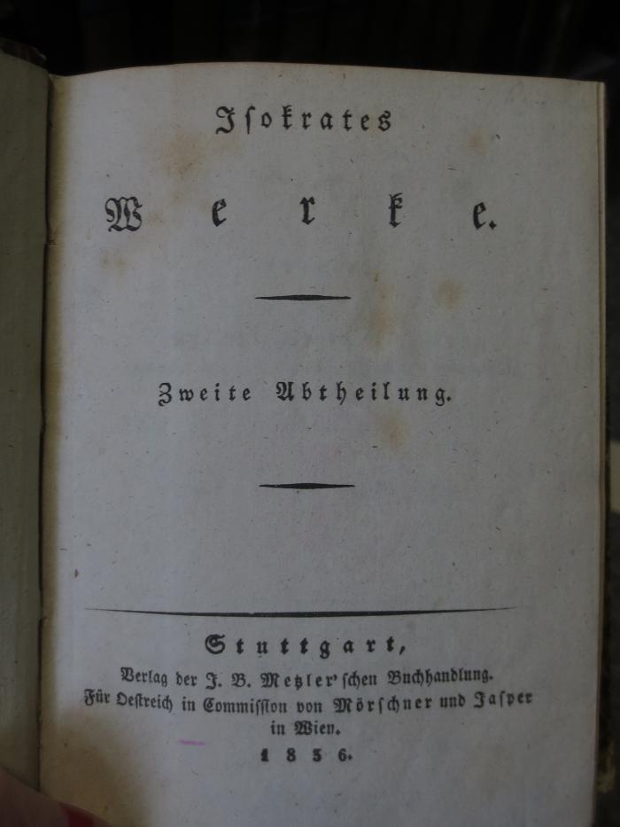 Cn 250 2: Isokrates Werke : Zweite Abtheilung (1836)