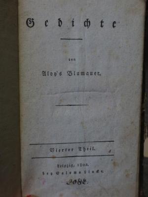 Cm 14019 4: Gedichte : von Aloy's Blumauer : Vierter Theil (1802)