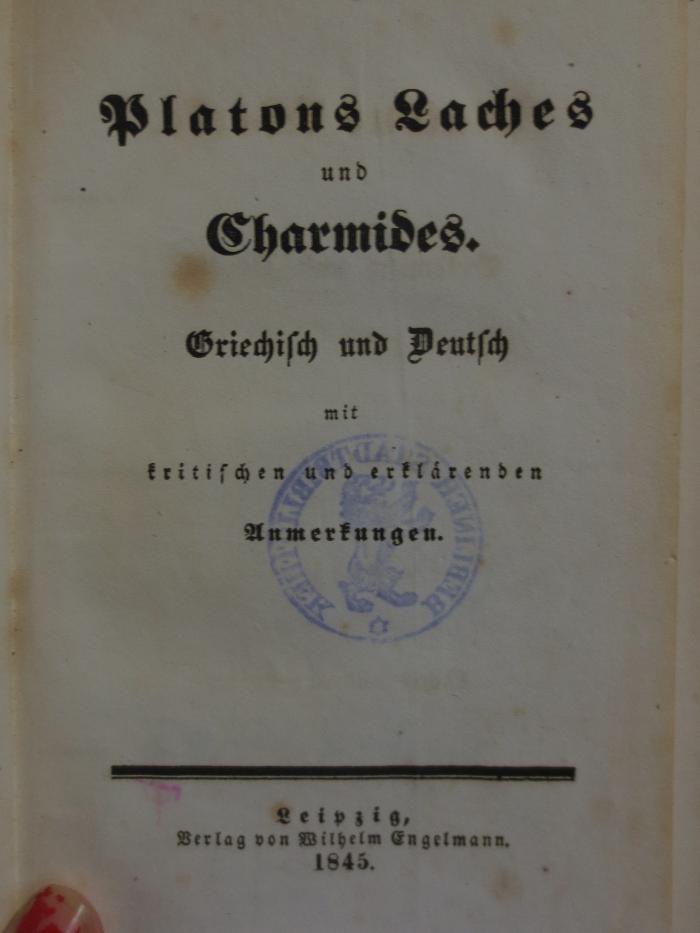 Cn 445: Laches und Charmides (1845)