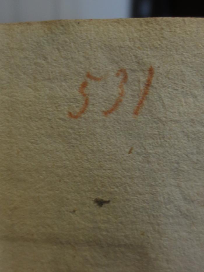 Cn 270: Des A. Persius Flaccus Satiren  (1738);- (unbekannt), Von Hand: Nummer; '531'. 