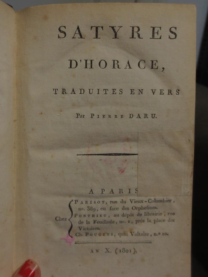 Cn 552 3: Satyres D'Horace (1801)