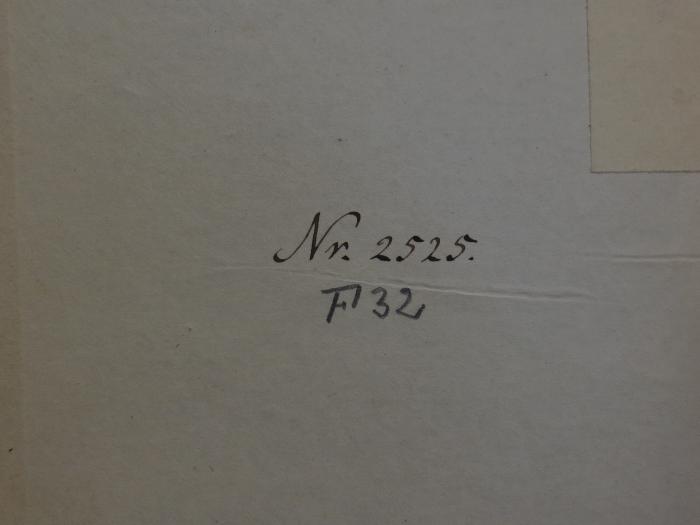 Cn 534 d: Tusculanarum Dispotationum : Libri quinque (1853);- (unbekannt), Von Hand: Nummer; 'Nr. 2525.
F 32'. 