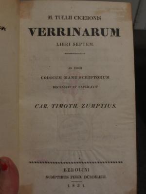 Cn 531: M Tullii Ciceronis Verrinarum : Libri septem (1831)