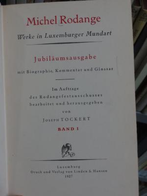 Cx 225 1: Werke in Luxeburger Mundart : Jubiläumsausgabe (1927)