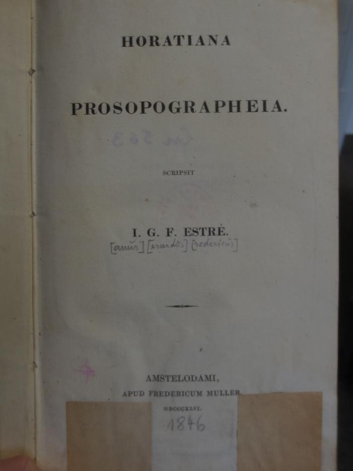 Cn 563: Horatiana Prosopographeia ([1846])