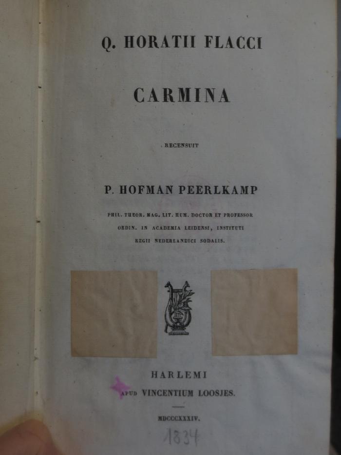 Cn 574: Q. Horatii Flacci Carmina (1834)