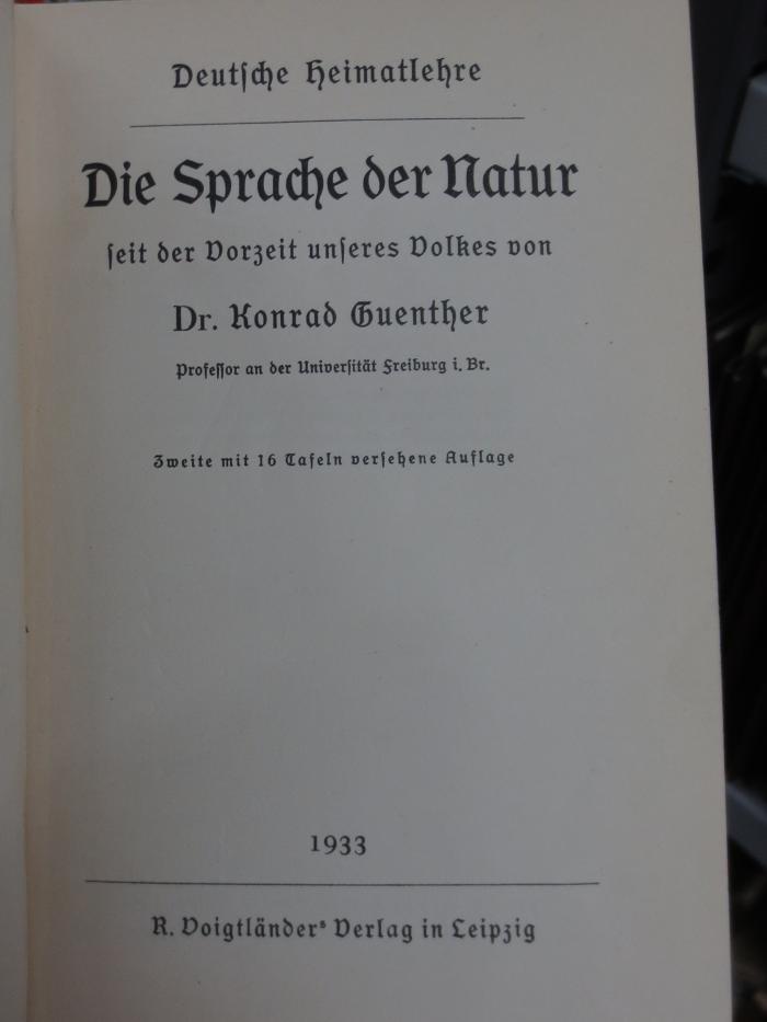 Bk 297 b, 2. Ex.: Die Sprache der Natur seit der Vorzeit unseres Volkes (1933)