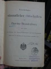 Bk 802 1891: Verzeichnis sämtlicher Ortschaften der Provinz Brandenburg (1891)