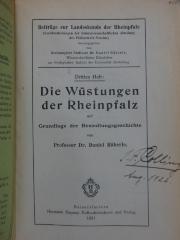 Bk 1340: Die Wüstungen der Rheinpfalz auf der Grundlage der Besiedlungsgeschichte (1921)