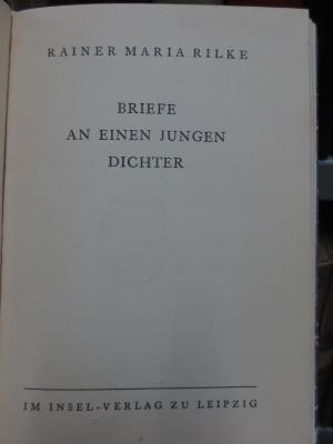 Cg 179 2. Ex.: Briefe an einen jungen Dichter ([o.a.])