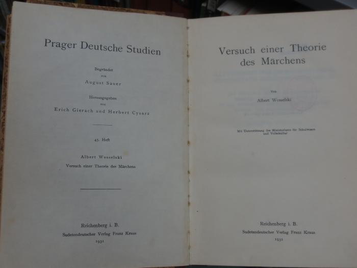Cf 48 2. Ex.: Versuch einer Theorie des Märchens (1931)