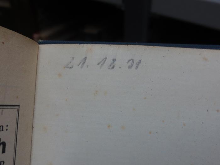 Ch 478 3: Neue deutsche Erzähler. Bd. 3 ([1930]);G45II / 275 (unbekannt), Von Hand: Datum; '21.12.31'. 
