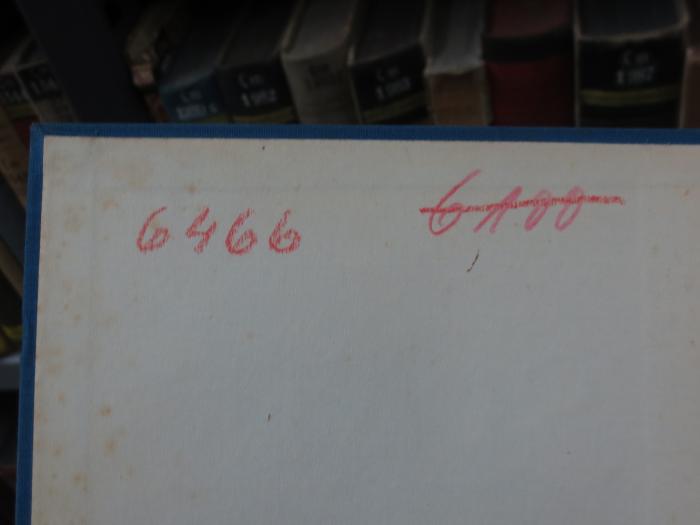 Cm 1999 2. Ex.: Späte Krone : Gedichte (1936);G45II / 1708 (unbekannt;Deutsches Institut für Zeitgeschichte), Von Hand: Exemplarnummer, Nummer; '6466
6100'. 