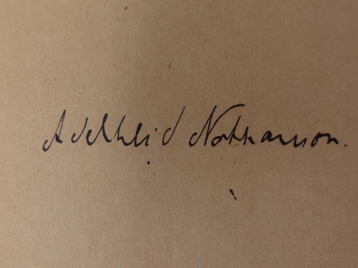 Co 132: Gitagovinda : das indische Hohelied ([1920]);G45II / 14 (Nathanson, Adelheid), Von Hand: Autogramm, Name; 'Adelheid Nathanson'. 
