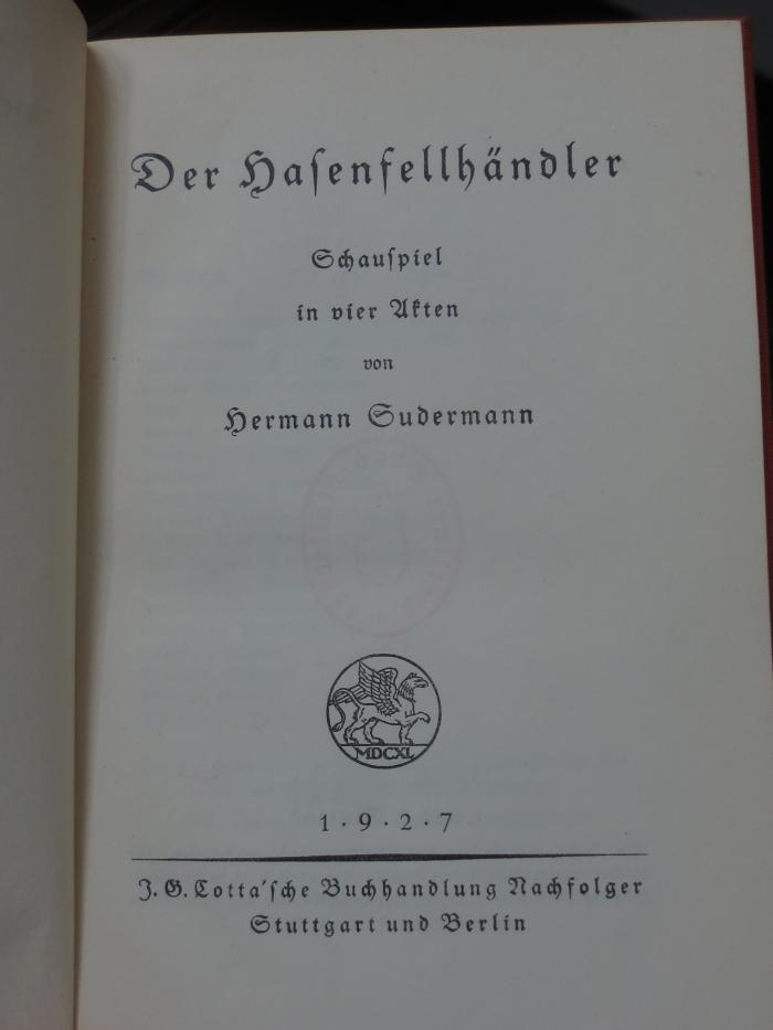 Cm 1292 3. Ex.: Der Hasenfellhändler (1927)