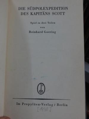 Cm 5971: Die Südpolexpedition des Kapitäns Scott : Spiel in drei Teilen ([1930])