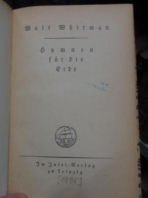 Cq 1654: Hymnen für die Erde ([1914])