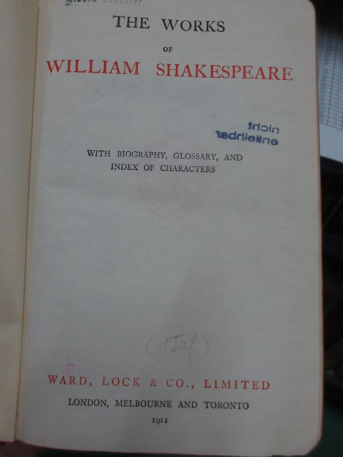 Cq 1658: The Works of William Shakespeare (1911)