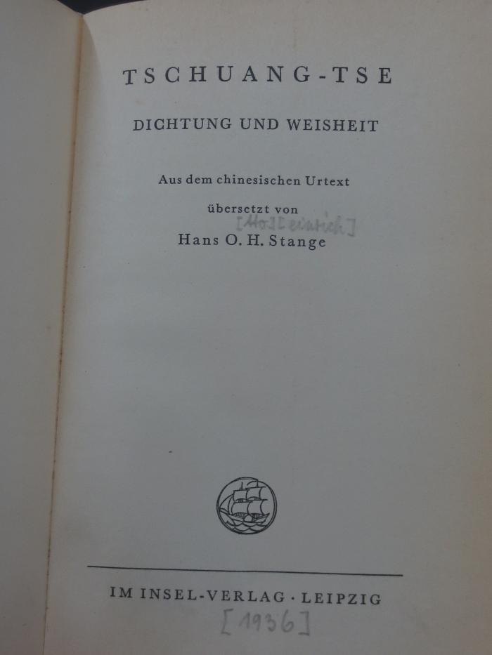 Co 131: Tschuang-Tse : Dichtung und Weisheit ([1936])