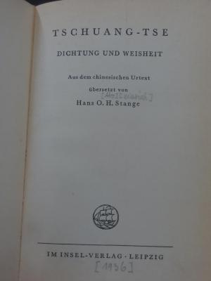 Co 131: Tschuang-Tse : Dichtung und Weisheit ([1936])