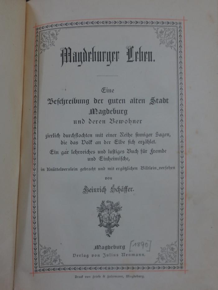 Cm 5860: Magdeburger Leben : eine Beschreibung der guten alten Stadt Magdeburg und deren Bewohner ([1890])
