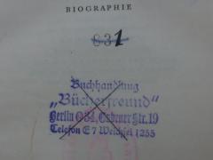 G45II / 1013 (Bücherfreund (Buchhandlung)), Stempel: Name, Ortsangabe; 'Buchhandlung "Bücherfreund" 
Berlin O34, Gubener Str. 19
Telefon E 7 Weichsel 1255'. 