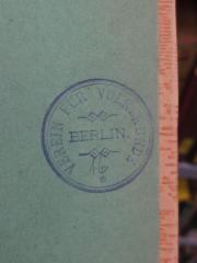 G45II / 2758 (Verein für Volkskunde), Stempel: Name, Ortsangabe, Nummer; 'Verein für Volkskunde
Berlin
16'. 