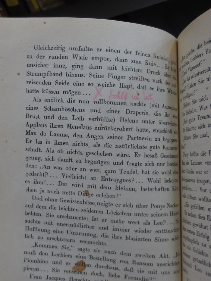 Ct 1376 R: Die Junggesellin (1932);G45II / 228 (unbekannt), Von Hand: Annotation; 'X fehlt im Satz'. 
