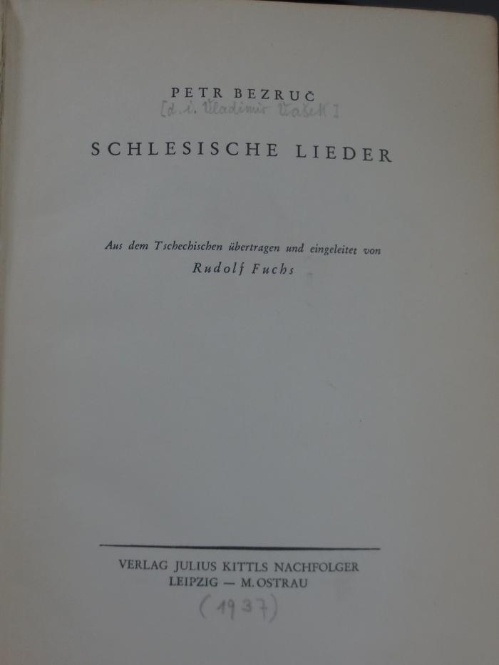 Cu 465: Schlesische Lieder ([1937])