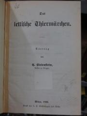 Cu 470: Das lettische Thiermärchen : Vortrag (1892)