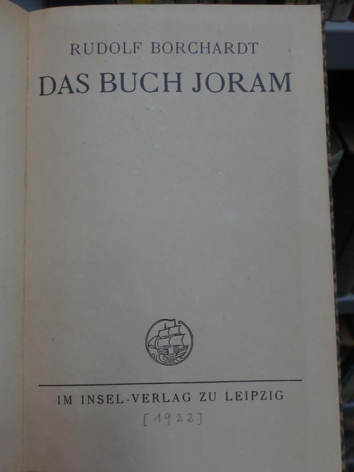 Cv 147: Das Buch Joram ([1922])