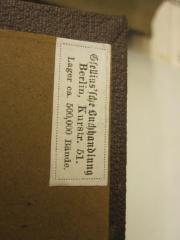 - (Gsellius Buchhandlung und Antiquariat (Berlin)), Etikett: Buchhändler, Ortsangabe; 'Gsellius'sche Buchhandlung
Berlin, Kurstr. 51.
Lager ca. 500,000 Bände.'.  (Prototyp)
