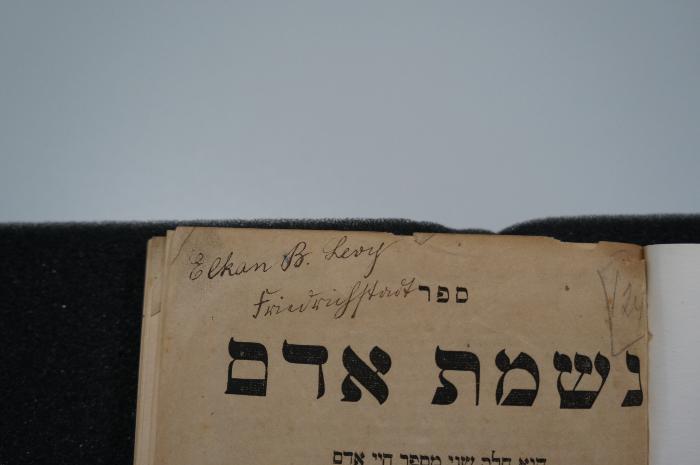 Asch1472 : ספר נשמת אדם : הוא חלק שני מספר חיי אדם


 (1865);- (Levy, Elkan Bermann ), Von Hand: Autogramm, Ortsangabe; 'Elkan B. Levy
Friedrichstadt'. 