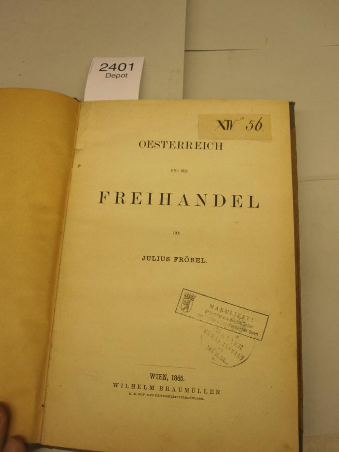  Oesterreich und der Freihandel (1865)