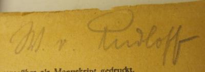  Der Bajazzo : Drama in zwei Akten und einem Prolog (1868);- (Rudloff, W. v.), Von Hand: Name; 'W. v. Rudloff'. 